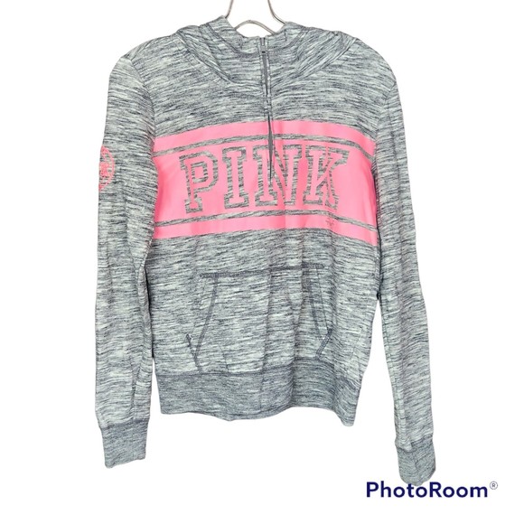 PINK Victoria's Secret Tops - PINK Victoria’s Secret Woman’s Hooded Quarter Zip Pullover Size Small